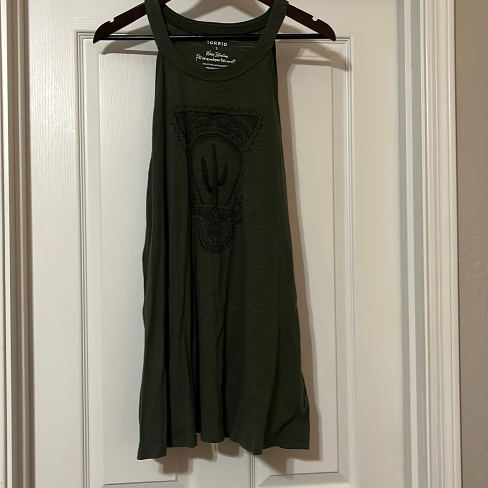 (3 for $30 item) TORRID SIZE 3 Olive Green Cactus Slim Fit Tank Torrid